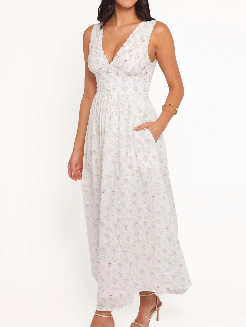 Womens delicate floral design midi dress